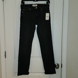 Free People We the Free Raw Folded Hem Faded Black Denim Skinny Jeans Size 24